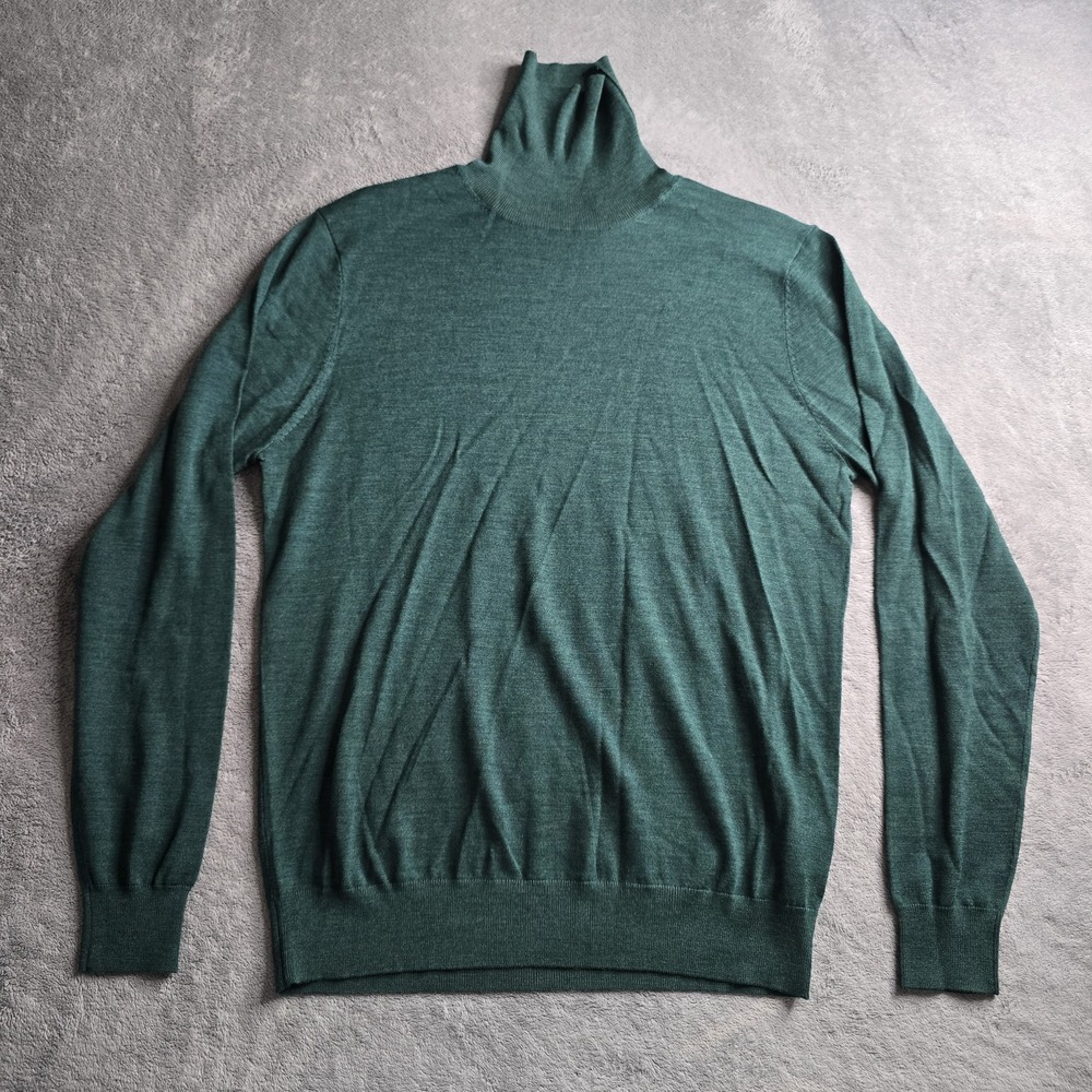 Suitsupply Merino Wool Turtleneck Sweater Mens Large Green Long Sleeve Pullover